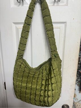 Madison West Olive Quilted Shoulder Bag - Women's Stylish Puffer Tote